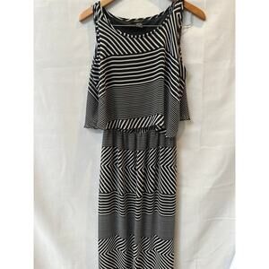 Robert Louis Tank Maxi Dress Black and White Stripes Size M